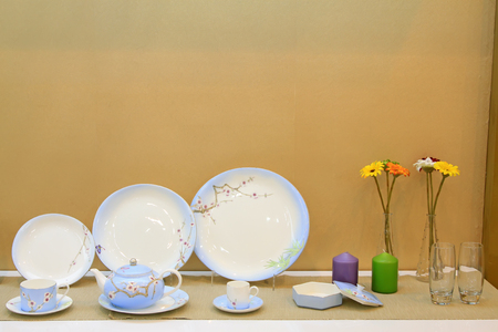 Ceramic plates and tea setsのeditorial素材