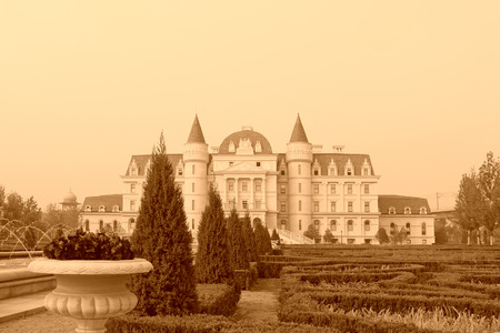 BEIJING - OCTOBER 23: Europe type style landscape architecture in a park, on october 23, 2014, Beijing, China.のeditorial素材