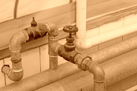 Water supply pipeline, closeup of photo