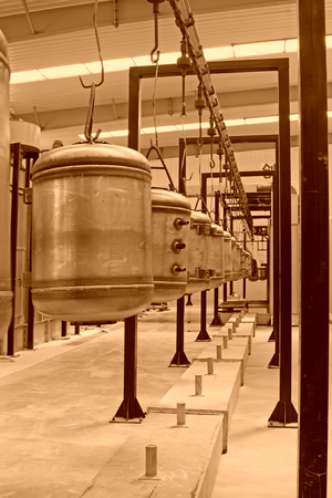 Stainless steel pressure water tank in the drive device in a factory