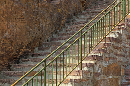 Rock steps and railingsの写真素材