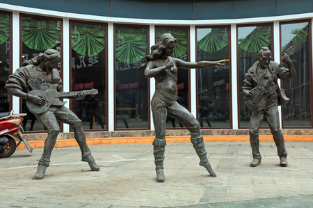 Tangshan City - May 5, 2017: figures sculpture in the streets of Tangshan City, Hebei, Chinaのeditorial素材