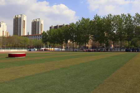Luannan County - April 18, 2016: student group gymnastics training on the playground, in a middle school, Luannan County, Hebei Province, China

のeditorial素材