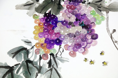 Chinese paintings works in an exhibitionのeditorial素材