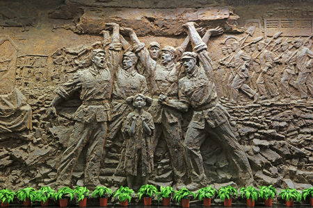 Tangshan City - September 29, 2016: wall sculpture in the museum, Tangshan City, Hebei, China.のeditorial素材