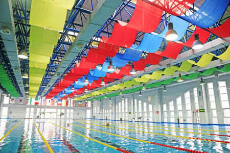 Indoor facilities of swimming poolのeditorial素材