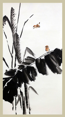 Chinese traditional ink paintingのeditorial素材