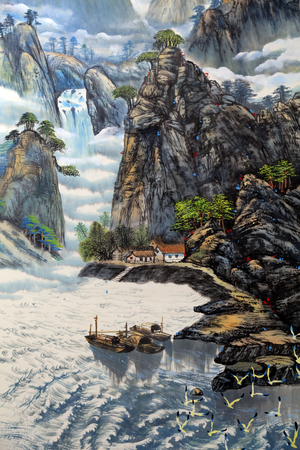 Chinese traditional ink paintingのeditorial素材