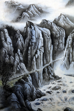 Chinese traditional ink paintingのeditorial素材