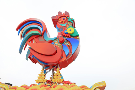 Rooster sculpture in the parkの写真素材