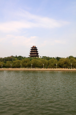 Chinese Classical Architecture in Water Parkのeditorial素材