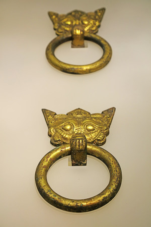 Ancient Chinese Gold and Copper Door Ringsのeditorial素材