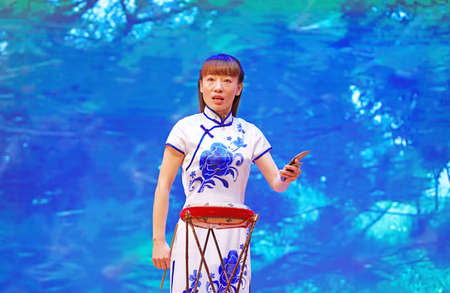 Luannan County - January 24, 2019: Performance of literary and artistic programs on stage, Spring Festival Gala, Luannan County, Hebei Province, Chinaのeditorial素材