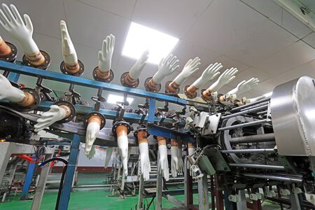 Production line of medical protective gloves, China