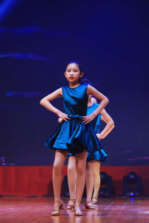 Luannan County - January 29, 2019: Children's Dance Performance on the Stage, Luannan County, Hebei Province, Chinaのeditorial素材