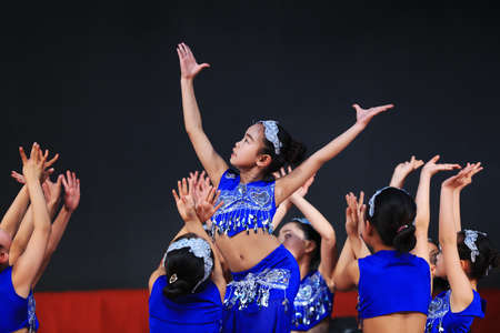 Luannan County - January 29, 2019: Children's Dance Performance on the Stage, Luannan County, Hebei...