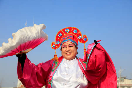 Luannan County - February 23, 2018: Yangge Dance Performance on the square, Luannan County, Hebei Province, China.のeditorial素材