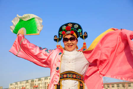Luannan County - February 24, 2018: Yangge Dance Performance on the square, Luannan County, Hebei Province, China.のeditorial素材