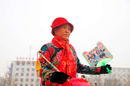 Luannan County - March 3, 2018: Yangge Dance Performance on the square, Luannan County, Hebei Province, China.のeditorial素材