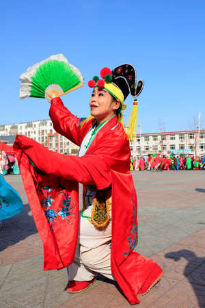 Luannan County - February 24, 2018: Yangge Dance Performance on the square, Luannan County, Hebei Province, China.のeditorial素材