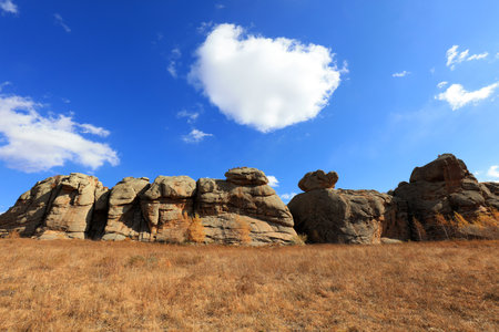 Natural scenery of Qingshan Park in Keshiketeng World Geopark, Inner Mongoliaの写真素材