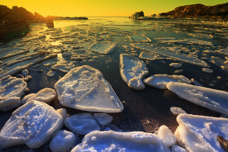frozen coast natural scenery, Qinhuangdao City, China