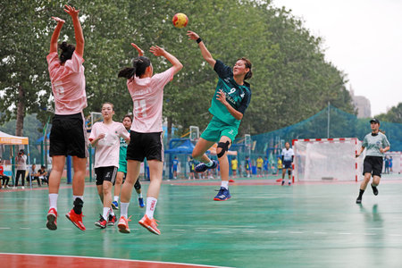 Luannan County, China-August 20, 2019: China Junior Handball Match U Series Competition Site, Luannan County, Hebei Province, Chinaのeditorial素材