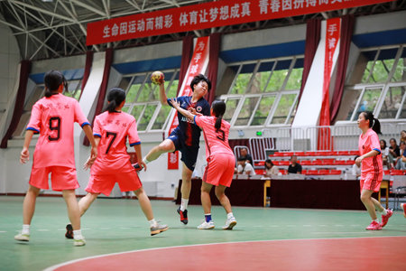 Luannan County, China-August 16, 2019: China Junior Handball Match U Series Competition Site, Luannan County, Hebei Province, Chinaのeditorial素材