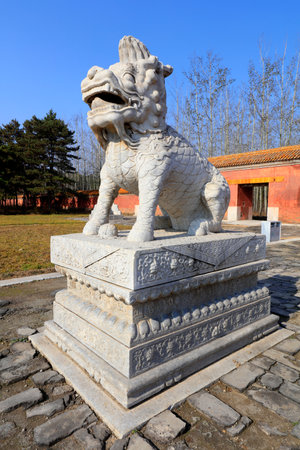 Kirin stone carving in Mausoleum of Qing Dynasty, Yi County, Hebei Province, Chinaのeditorial素材
