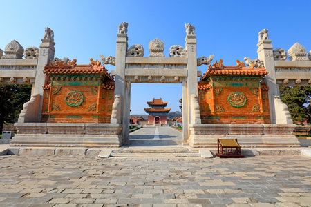 Longfengmen architectural landscape, Qing Dynasty imperial mausoleum, Yixian, Hebei Province, Chinaのeditorial素材
