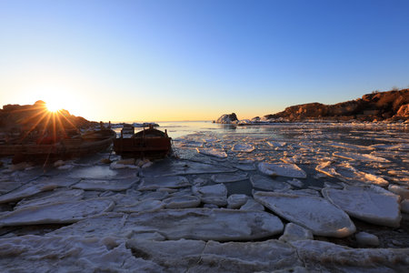 frozen coast natural scenery, Qinhuangdao City, China