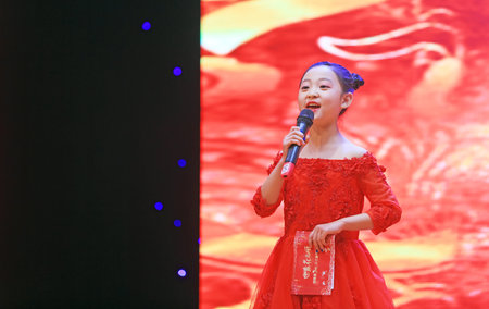Luannan County-January 26, 2019: Children's Dance Performance on the Stage, Luannan County, Hebei Province, Chinaのeditorial素材