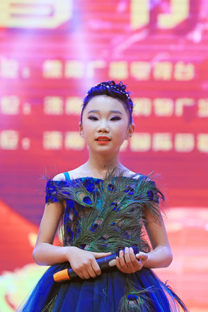 Luannan County-January 29, 2019: Children's Dance Performance on the Stage, Luannan County, Hebei Province, Chinaのeditorial素材