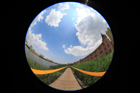 Waterfront City Scenery, Luannan County, Hebei Province, Chinaの写真素材