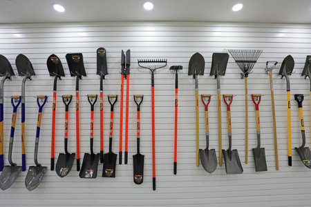 Luannan County, China-July 4, 2019: Hardware Tools Exhibition hall in a processing enterprise, Luannan County, Hebei Province, China.のeditorial素材