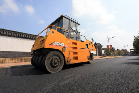 Luannan County, China-July 31, 2019: rural highway construction site, Luannan County, Hebei...