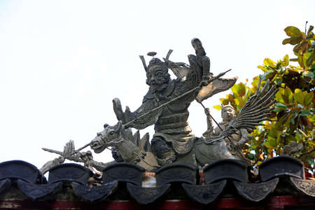 Ancient architecture sculpture on the roof in Yu Garden,Shanghai,China