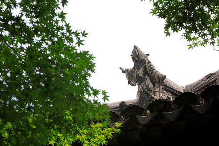 Ancient architecture sculpture on the roof in Yu Garden,Shanghai,China