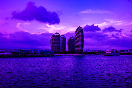 Sanya City, China-April 2nd, 2019: Phoenix Tree Island, Sanya City, Hainan Province, Chinaのeditorial素材