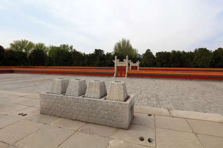 Chinese Qing Dynasty stone architecture in Ditan Park, Beijing, Chinaのeditorial素材