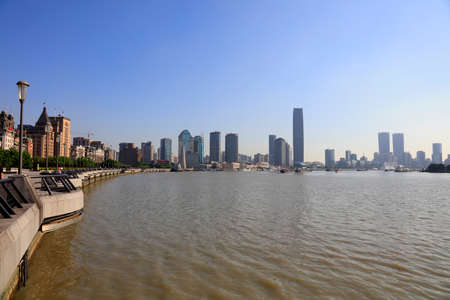 Shanghai Huangpu River bank architecture scenery, Shanghai, China