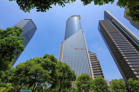 Shanghai, China-June 1, 2018: Architectural scenery of Lujiazui in Pudong, Shanghai, China