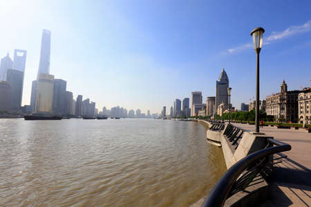Shanghai Huangpu River bank architecture scenery, Shanghai, Chinaのeditorial素材