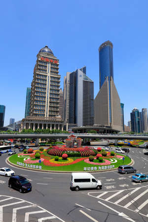 Shanghai, China-June 1, 2018: Architectural scenery of Lujiazui island in Pudong, Shanghai, China