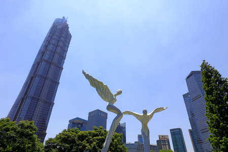 Shanghai, China-June 1, 2018: Huixiang green space sculpture in the Lujiazui green space Park, Shanghai, Chinaのeditorial素材