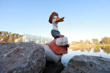 Duckling sculpture in the parkの写真素材
