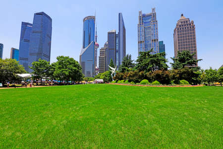 Shanghai, China-June 1, 2018: Architectural scenery of Lujiazui in Pudong, Shanghai, Chinaのeditorial素材