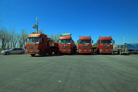 LUANNAN COUNTY, Hebei Province, China-March 23, 2020: The traffic waiting for the red light is on the road.のeditorial素材