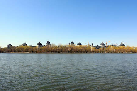 European style architecture in the lake, North Chinaのeditorial素材