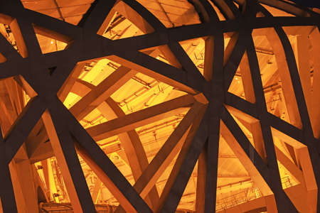 Beijing bird's nest close up of building structure, Chinaのeditorial素材
